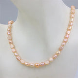 ZFSILVER 925 Sterling Silver Pink Purple Natural Freshwater Pearl Necklace