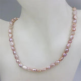 ZFSILVER 925 Sterling Silver Pink Purple Natural Freshwater Pearl Necklace
