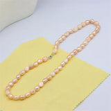ZFSILVER 925 Sterling Silver Pink Purple Natural Freshwater Pearl Necklace