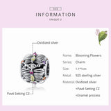 925 Sterling Silver Blooming Flowers Pendant Charm for Bangle DIY Beads
