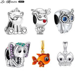Sterling Silver Animals Pets Charm Beads Bracelet