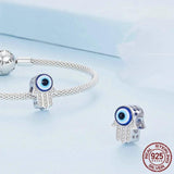 Hamsa Evil Eye Pendant 925 Sterling Silver Bead Fatima Hand