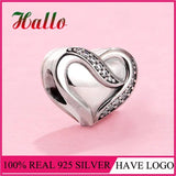 925 Sterling Silver Heart Charm Bead for Bracelets