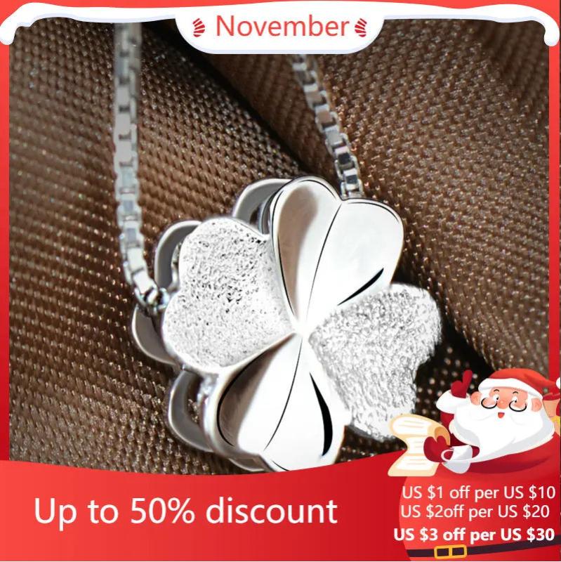 Sterling Silver Clover Necklaces & Pendants for Women Lady Gift