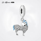 Silver Plated Diamond Unicorn Dangle Charm Bracelet