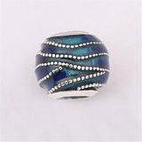 925 Silver Swirls Charm, Enamel Bead for Bracelet