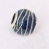 925 Silver Swirls Charm, Enamel Bead for Bracelet