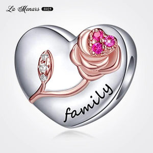Family Love Bead Charms Silver Plating DIY Charm Bracelet