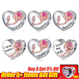 Family Love Bead Charms Silver Plating DIY Charm Bracelet