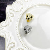 925 Silver Tiger Beads with High Zircon Stones
