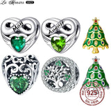 Green Zircon Heart Charm Bracelet for Women