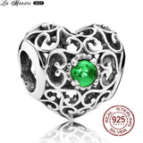 Green Zircon Heart Charm Bracelet for Women