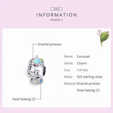925 Sterling Silver Enamel Beads Carousel Charm Bangle Bracelet
