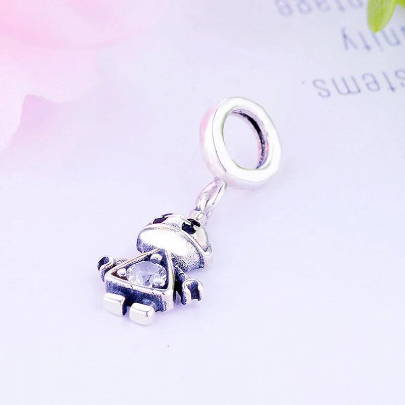 925 Silver Triangle Robot Charm for Pan Bracelet