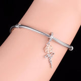 925 Sterling Silver Rose Flower Sister Charm Bead