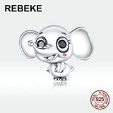 Elephant Pendant Beads 925 Sterling Silver Jewelry DIY