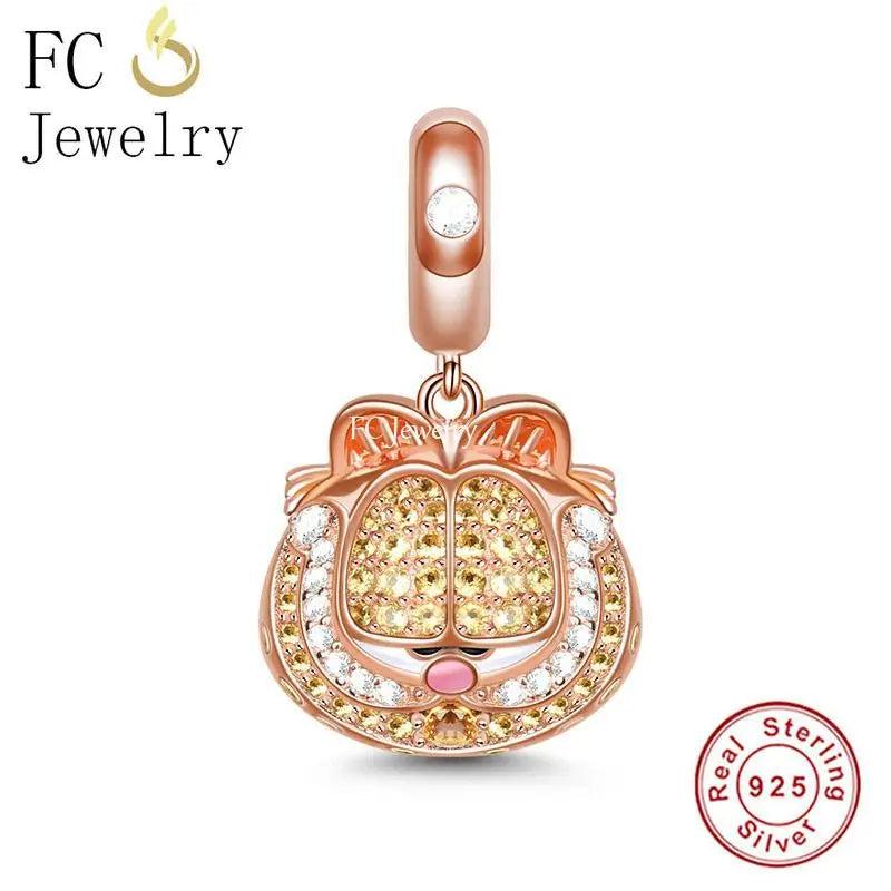 925 Silver Rose Cat Charm Bead for Bracelet