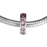 Europe Charms Bracelets Eternity Beads Blush Pink Crystal 925 Sterling Silver