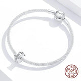 925 Sterling Silver Zircon Cross Beads Fixed Buckle Charm for Bangle Bracelet