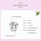 925 Sterling Silver Zircon Cross Beads Fixed Buckle Charm for Bangle Bracelet