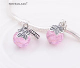 925 Silver Pink Stone Dangle Charm Beads for Bracelet & Choker