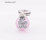 925 Silver Pink Stone Dangle Charm Beads for Bracelet & Choker