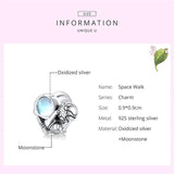 Sterling Silver Space Walk Charms Beads for Bracelet Pendant DIY