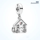 Family House Beads Silver Plated Mother Heart Window Charms