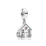 Family House Beads Silver Plated Mother Heart Window Charms