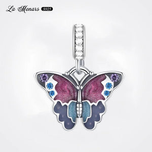 Butterfly Dangle Charm Bracelet Silver Plating DIY Holiday Gift