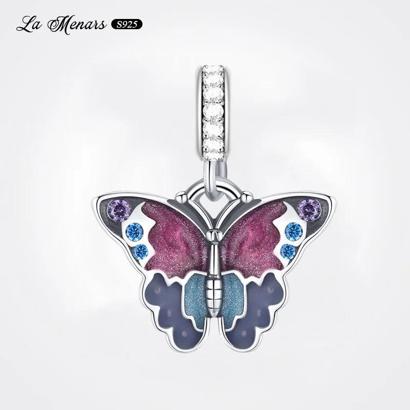 Butterfly Dangle Charm Bracelet Silver Plating DIY Holiday Gift