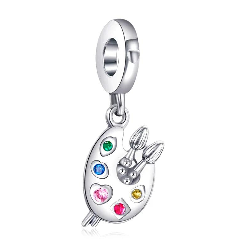 925 Silver Colorful Palette Metal Charm for Women Bracelet DIY