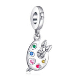 925 Silver Colorful Palette Metal Charm for Women Bracelet DIY
