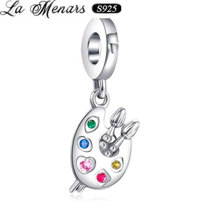 925 Silver Colorful Palette Metal Charm for Women Bracelet DIY