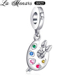 925 Silver Colorful Palette Metal Charm for Women Bracelet DIY