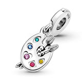 925 Silver Colorful Palette Metal Charm for Women Bracelet DIY