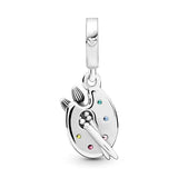 925 Silver Colorful Palette Metal Charm for Women Bracelet DIY