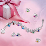 Silver Plating Birthstone Wings Heart Bead Charm DIY Jewelry