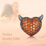 Ruby Demon Heart Fit Charm Bracelet Silver Plating