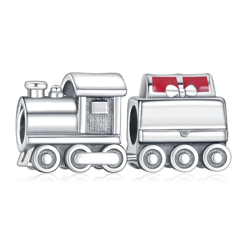 Christmas Train Bead Charm 925 Sterling Silver for Women Fine Jewelry DIY