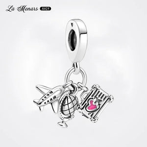 Silver Plating Travel Dangle Charm Bracelet DIY Gift