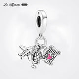Silver Plating Travel Dangle Charm Bracelet DIY Gift