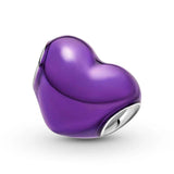 Heart Charms Silver Red Purple Beads Bracelet
