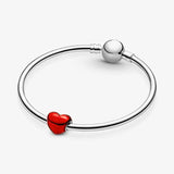Heart Charms Silver Red Purple Beads Bracelet