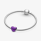 Heart Charms Silver Red Purple Beads Bracelet