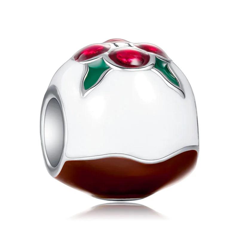 Christmas Snowball Bead Charm Plata De Ley 925