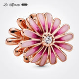 Cherry Flower Bead Charms Zircon Silver Plating Fit Charm Bracelet for Women