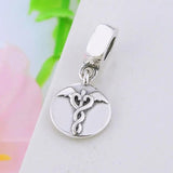 925 Silver Angel Wing Nurse Doctor Stethoscope Bead Fit Pan Charm Bracelet