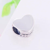 925 Sterling Silver Heart Bead Charm Bracelet Women Valentine Berloque