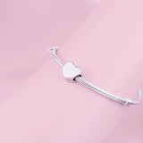 925 Sterling Silver Heart Bead Charm Bracelet Women Valentine Berloque